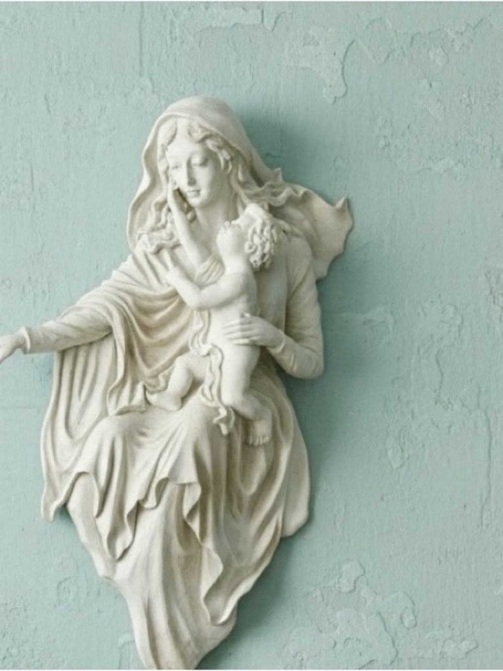 Antique Italian Religious Madonna Mary Child Italian Wall Plaque Pls Read